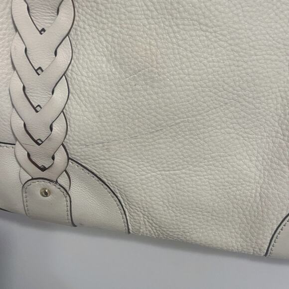Kate Spade Ivory Large Leather Tote Bag Braided Accent Off-White Vintage Purse - Picture 12 of 16